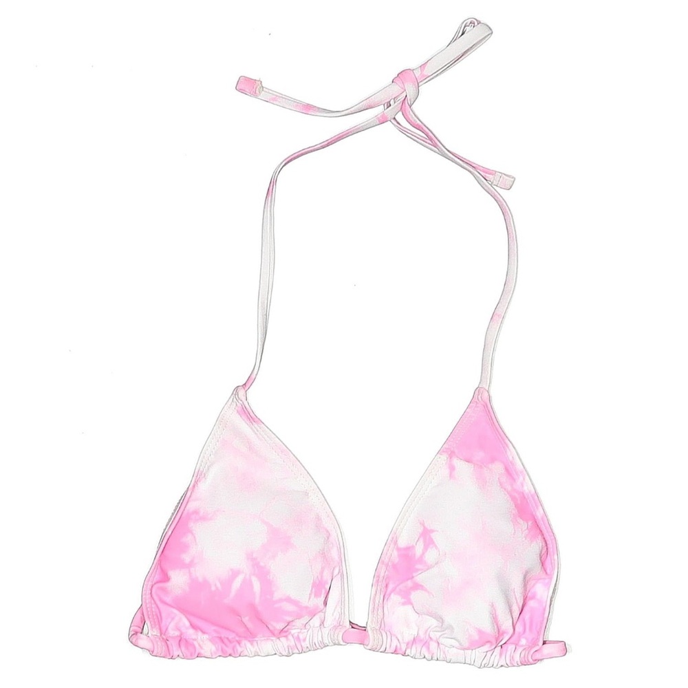 Pink and White Tie-Dye Bikini Top